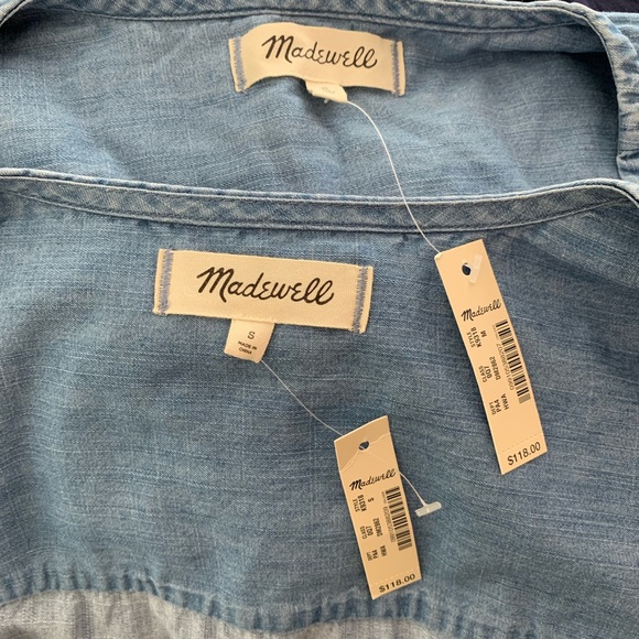 Madewell Denim Shirred-Sleeve Wrap Dress Chambray - Picture 6 of 8